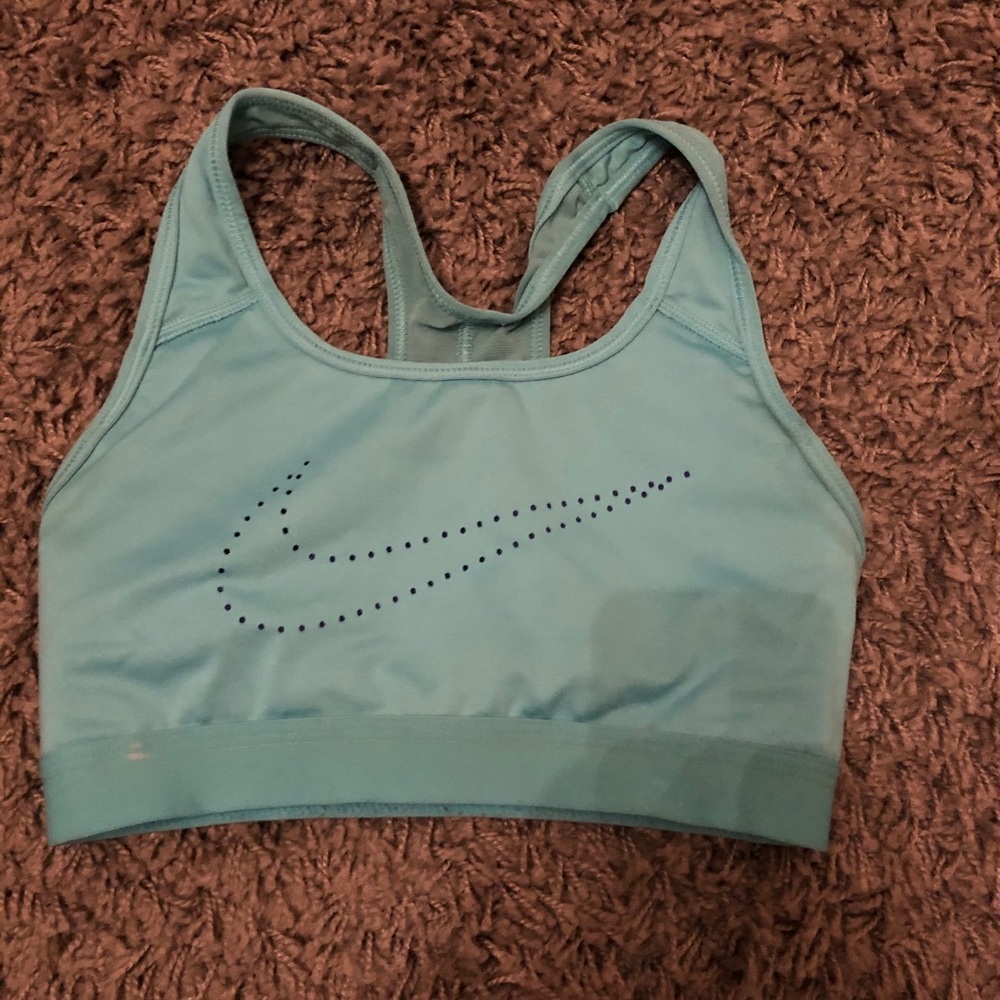 Women’s Blue Nike Sports Bra With Swoosh
